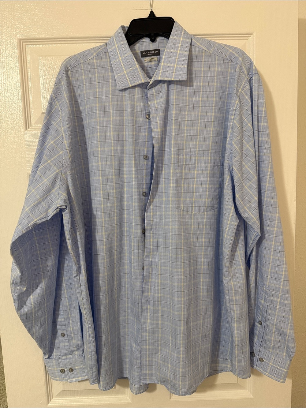 Van Heusen Blue and Yellow Plaid Men’s Dress Shirt